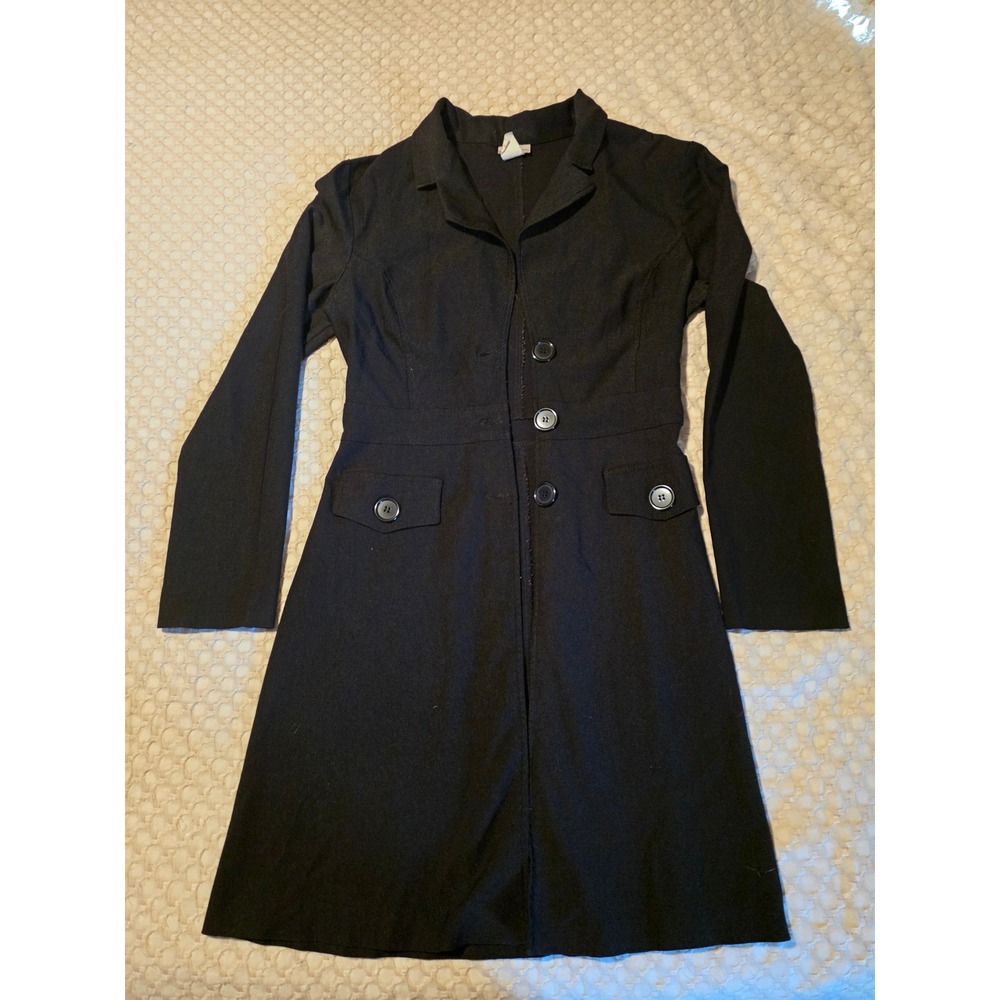 Steps Longline Button Up Jacket Women Large Black